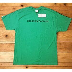 Crooks & Castles T-shirt Men's Size XL Green Logo Short Sleeves Streetwear‎ NWT